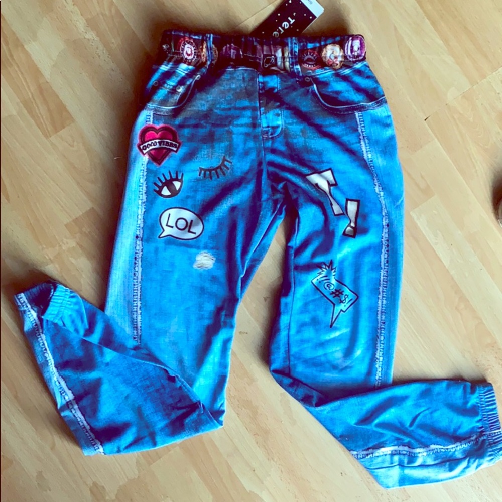 Terez L New W/Tags  joggers denim pattern stretchy cute